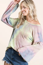 BiBi Tie Dye French Terry Sweatshirt With Bubble Sleeves