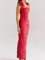 Slit Tie Shoulder Maxi Dress