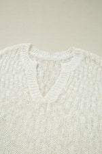 Notched Cap Sleeve Knit Top