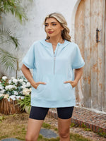 Half Zip Short Sleeve Hooded Top