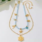 2-Piece Beaded Charm Necklace with Pendant
