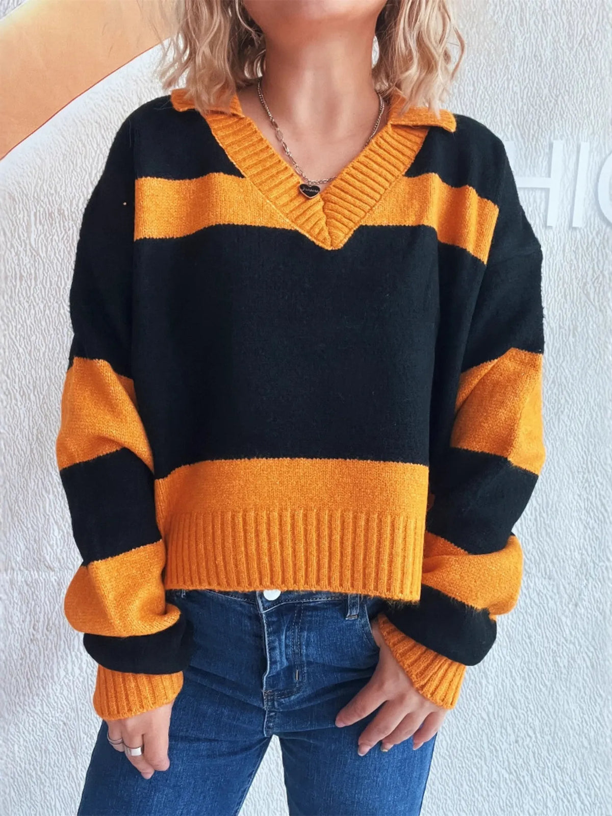 Color Block Long Sleeve Sweater