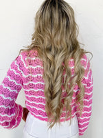 Striped Crochet Tie-Front Cardigan