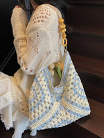 Contrast Crochet Shoulder Bag