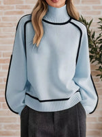 Contrast Trim Turtleneck Sweater