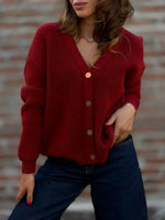 Full Size V-Neck Button-Up Knit Cardigan Plus Size
