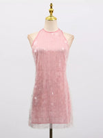Sequin Halter Neck Mini Dress