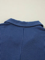 Oversized Twist Ribbed Collared Henley Top with Roll Up Sleeve