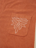 Corduroy Western Embroidered Patched Pocket Shift Sleeveless Mini Dress
