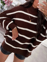 Striped Turtleneck Long Sleeve Sweater
