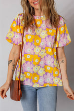 Floral Print Puff Sleeve Blouse