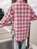 Houndstooth Button Up Long Sleeve Outerwear