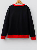 GAME DAY Letter Graphic Varsity Striped Detail Baggy Sweatshirt