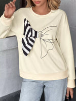 Bow Round Neck Dropped Shoulder Sweatshirt