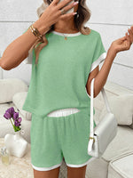 Contrast Trim Short Sleeve Top and Shorts Set