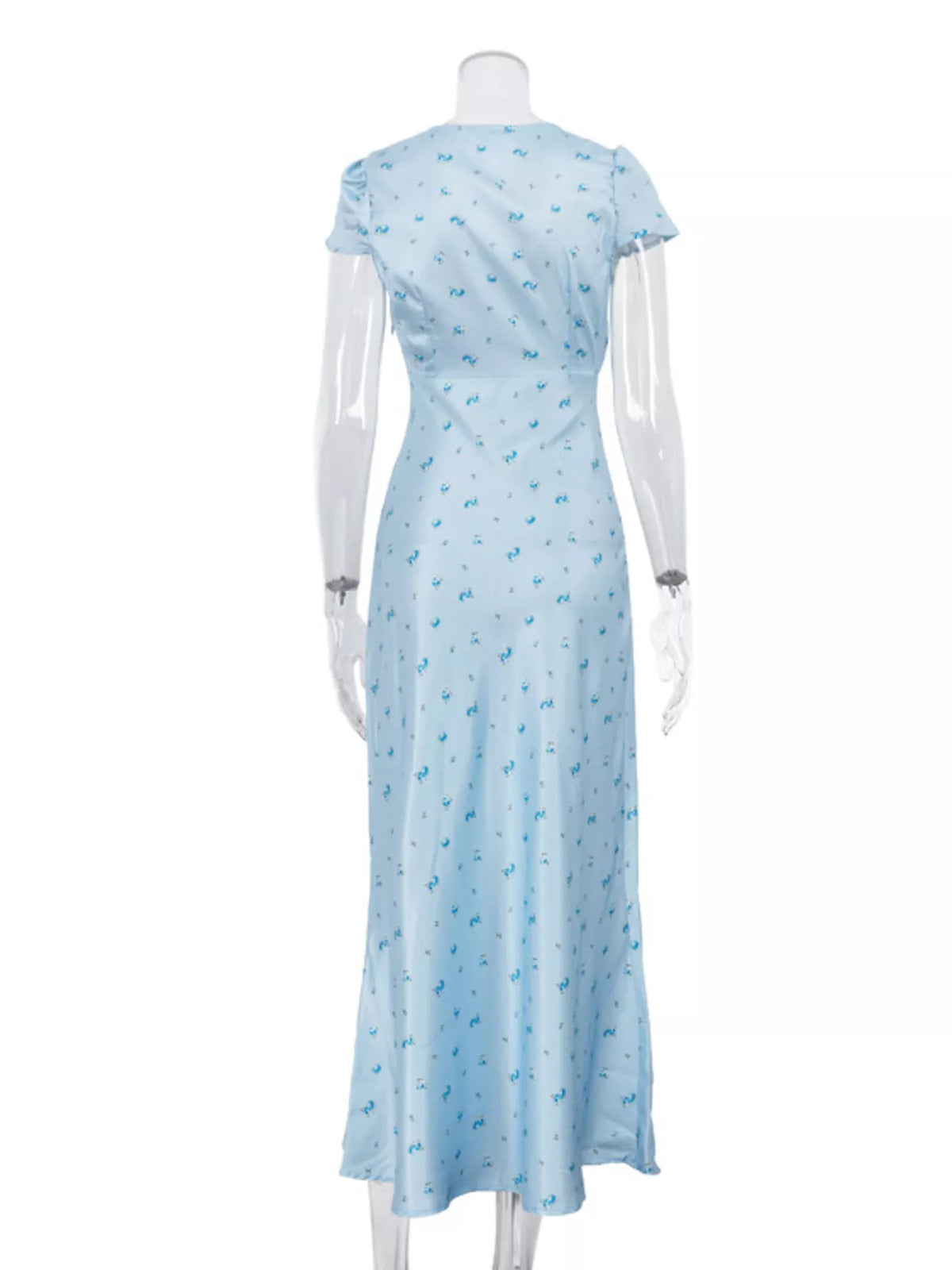 V-Neck Cap Sleeve Maxi Dress