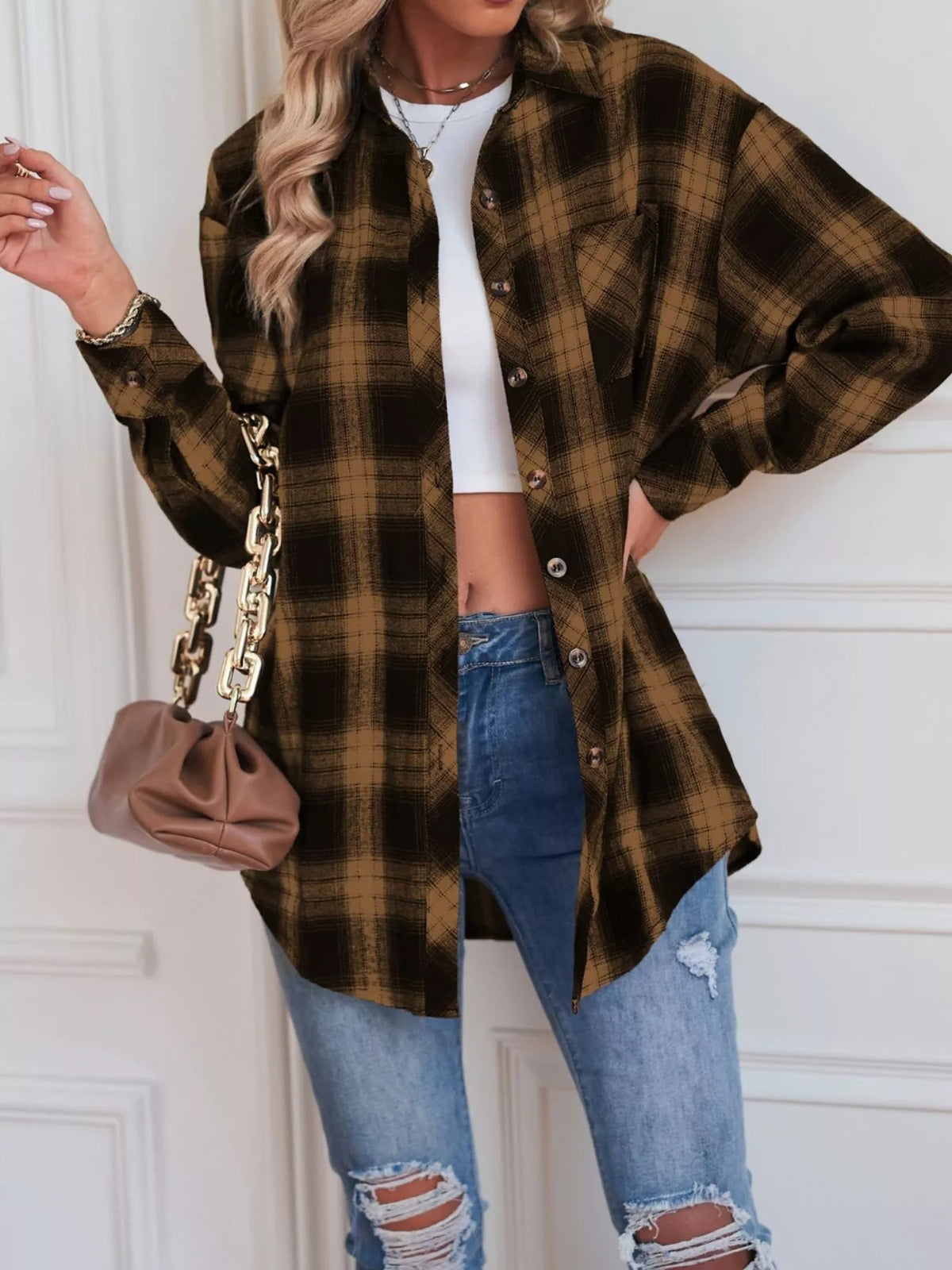 Casual Plaid Button Up Shirt