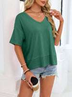 V-Neck Relaxed Fit Solid Color T-Shirt