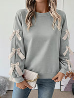 Bowknot Sleeve Round Neck Sweatshirt