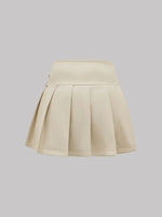Buckle Decor Pleated Mini Skirt