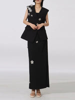 Flower Sleeveless Vest and Skirt Set