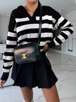 Striped Dropped Shoulder Knit Top