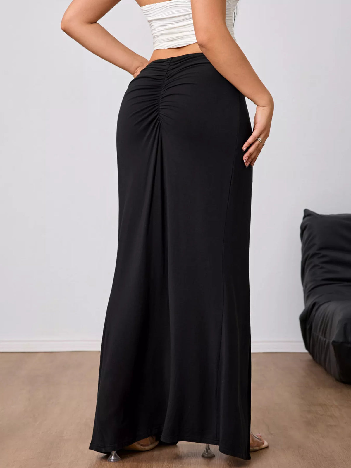 Slit Twist-Front Bodycon Maxi Skirt