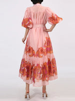 Button Front Puff Sleeve Dress