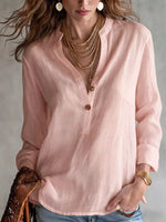 Button Detail Long Sleeve Blouse