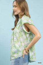 Umgee Retro Floral Smocked Babydoll Blouse