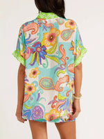 Printed Button-Down Shirt and Shorts Set