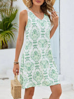 Floral Print V-Neck Crochet Back Mini Dress