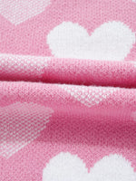 Pearled Heart Print Valentines Crew Neck Sweater