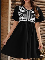 Floral Short Sleeve Flowy Mini Dress