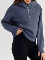Half Zip Raglan Sleeve Hoodie