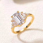 3 Carat Moissanite 925 Sterling Silver Rectangle Ring