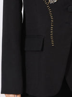 Flower Button Front Long Sleeve Blazer