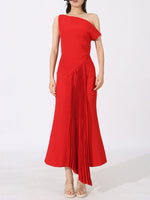 Single Shoulder Pleated Dress