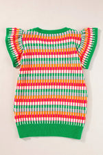 Contrast Striped V-Neck Knit Top