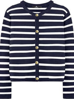 Striped Button-Up Cardigan