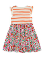 Children's Striped Floral Print Ruffle Sleeve Dress