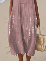 Full Size Round Neck Sleeveless Casual Midi Dress Plus Size