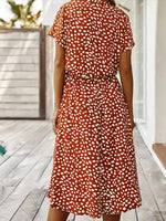 Polka Dot Button Front Midi Dress