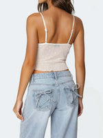 Ruffle Trim Swiss Dot Cami Top