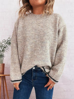 Contrast Trim Round Neck Cozy Sweater