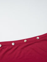 One-Shoulder Button-Decorated Fitted T-Shirt