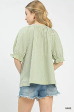 Umgee Stripe V-Neck Blouse