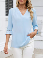 V-Neck 3/4 Sleeve Blouse