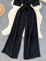 Tie Waist Wide Leg Jumpsuit