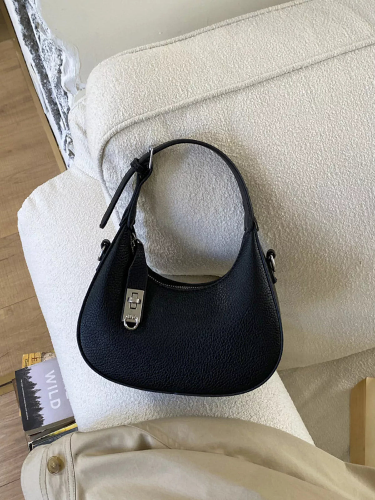 Leather Crescent Crossbody Bag